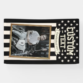 USA Flag Custom Photo Banner, Black Flag Patriotic Banner