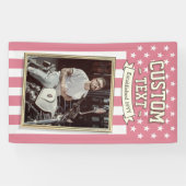USA Flag Custom Photo Banner, Pink Flag Patriotic Banner (Horizontal)