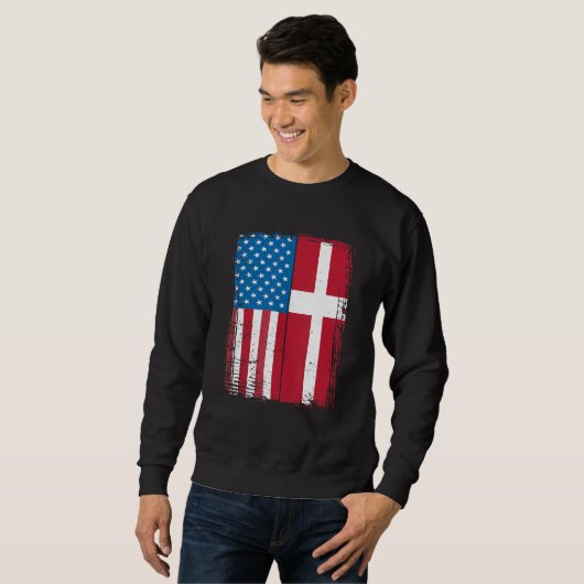 USA Flag Denmark Danish Sweatshirt (Vorne ganz)