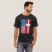 USA Flag Denmark Danish T-Shirt (Vorne ganz)
