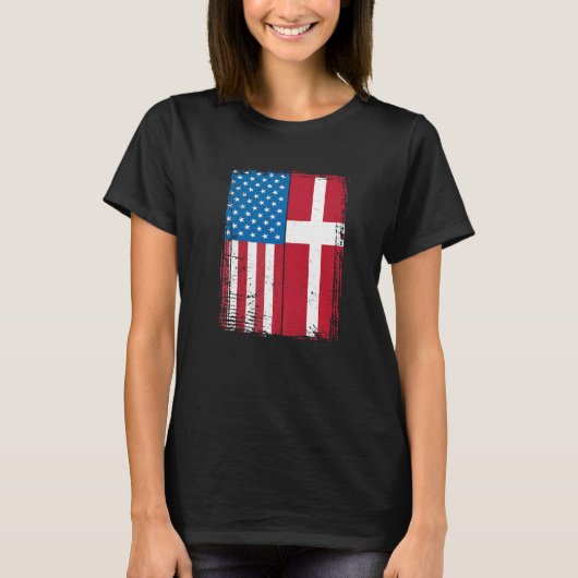 USA Flag Denmark Danish   T-Shirt (Vorderseite)