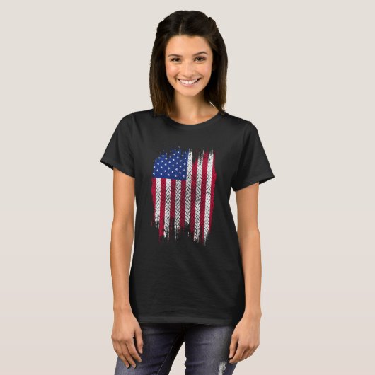 USA Flag Distressed Halftone Design T-Shirt (Vorne ganz)