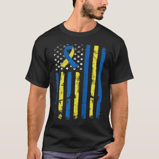USA Flag Down Syndrome Awareness Vater Mama Down S T-Shirt (Vorderseite)