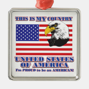 USA Flag & Eagle/Dies ist mein Land Silbernes Ornament