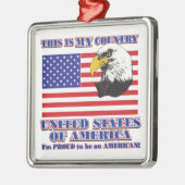 USA Flag & Eagle/Dies ist mein Land Silbernes Ornament (Links)