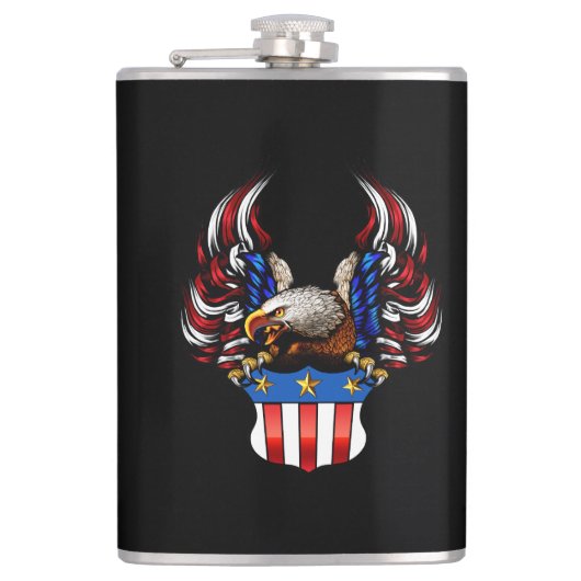 USA Flag Eagle Shield Patriotic Flachmann (Vorderseite)