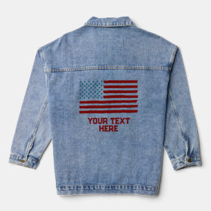 USA Flag Editierbar Personalisierter benutzerdefin Jeansjacke