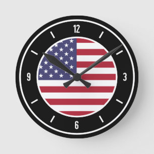 USA Flag Elegant Runde Wanduhr