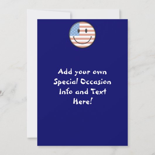 USA Flag Face Invitations Save The Date (Rückseite)
