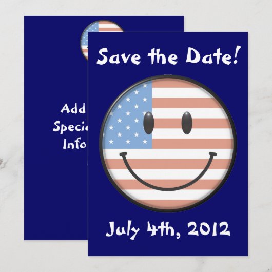 USA Flag Face Invitations Save The Date (Vorne/Hinten)