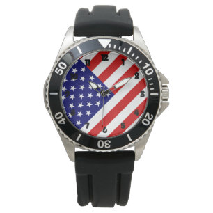 USA Flag Fat Black Numbers wacke Armbanduhr