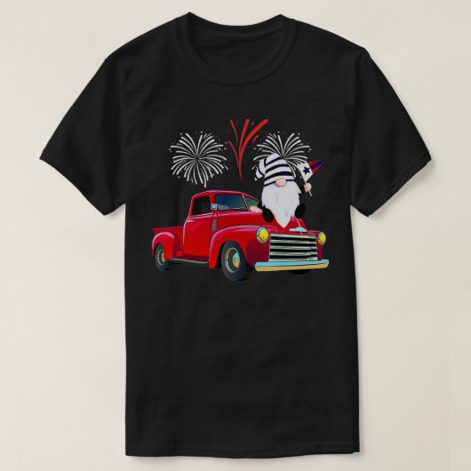 USA Flag Feuerwerk Funny Gnome 4. Juli Celebrat T-Shirt (Design vorne)