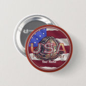 USA Flag Firefighter-Button Button (Vorne & Hinten)