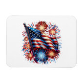 USA Flag Fireworks Patriotic Magnet (Horizontal)