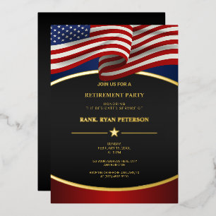 USA Flag Foil Curve Lines Luxury Black Invasion Folien Feiertagskarte