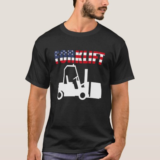 USA Flag Forklift Driver T-Shirt (Vorderseite)