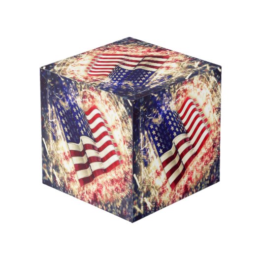 USA Flag Foto Cube Würfel (Rückseite Schrägansicht)