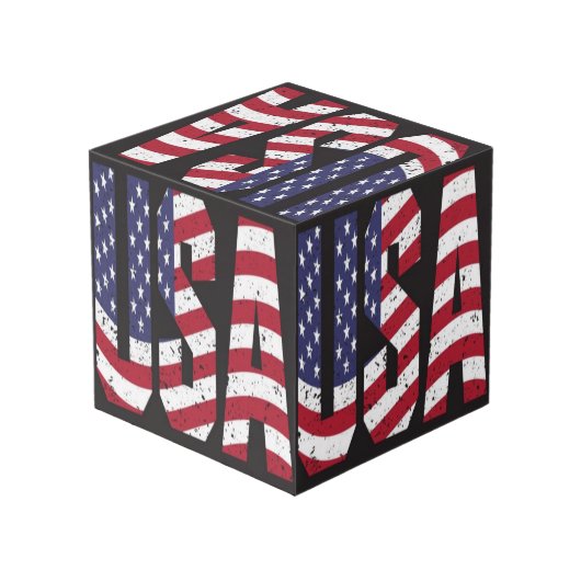 USA Flag Foto Cube Würfel (Rückseite Schrägansicht)