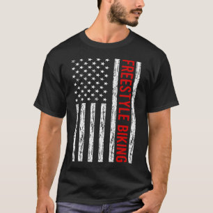 USA Flag Freestyle Biking Biker T-Shirt