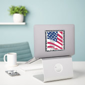 USA FLAG FÜR BRIEFMARKE AUFKLEBER (Laptop auf Schreibtisch)