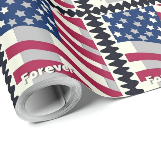 USA FLAG FÜR BRIEFMARKE GESCHENKPAPIER (Rolleneckpunkt)