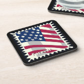 USA FLAG FÜR BRIEFMARKE GETRÄNKEUNTERSETZER (Linke Seite)