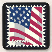 USA FLAG FÜR BRIEFMARKE GETRÄNKEUNTERSETZER (Vorderseite)