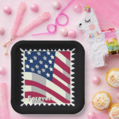 USA FLAG FÜR BRIEFMARKE PAPPTELLER (Party)