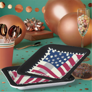 USA FLAG FÜR BRIEFMARKE PAPPTELLER