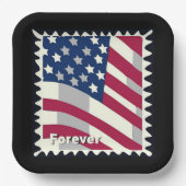USA FLAG FÜR BRIEFMARKE PAPPTELLER (Vorderseite)