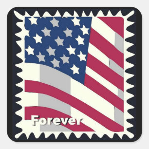 USA FLAG FÜR BRIEFMARKE QUADRATISCHER AUFKLEBER