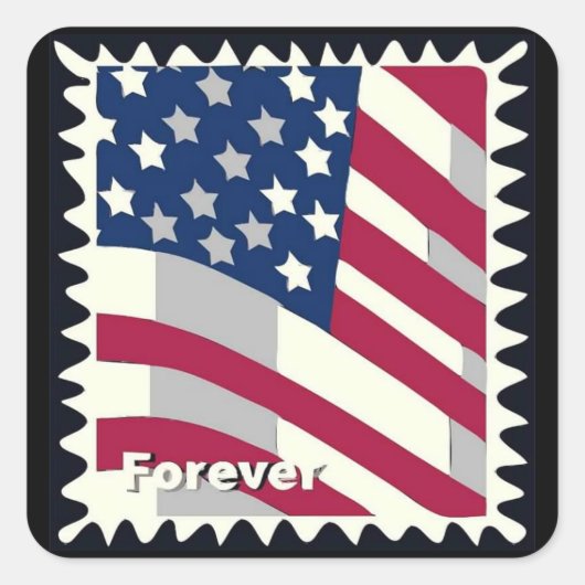 USA FLAG FÜR BRIEFMARKE QUADRATISCHER AUFKLEBER (Vorderseite)