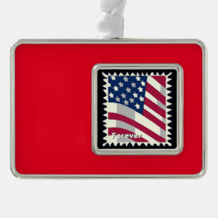 USA FLAG FÜR BRIEFMARKE Rahmen-Ornament SILBER
