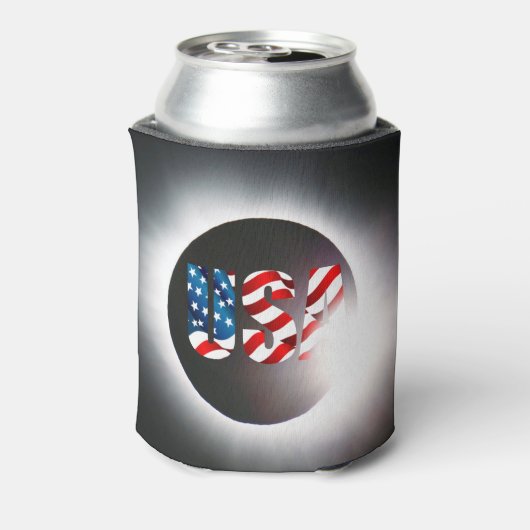USA FLAG Gesamte Sonnenfinsternis 8. April 2024 Dosenkühler (Kanne Rückseite)