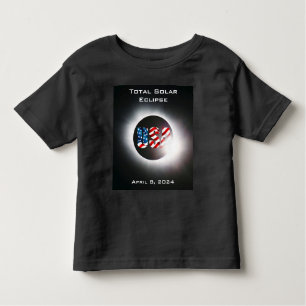 USA FLAG Gesamte Sonnenfinsternis 8. April 2024 Kleinkind T-shirt