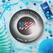 USA FLAG Gesamte Sonnenfinsternis 8. April 2024 Pappteller (Party)