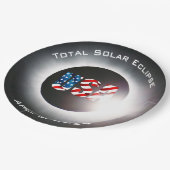 USA FLAG Gesamte Sonnenfinsternis 8. April 2024 Pappteller (Schrägansicht)