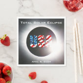 USA FLAG Gesamte Sonnenfinsternis 8. April 2024 Serviette (Beispiel)