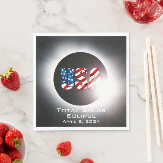 USA FLAG Gesamte Sonnenfinsternis 8. April 2024 Serviette (Beispiel)