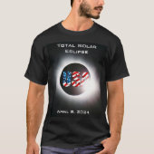 USA FLAG Gesamte Sonnenfinsternis 8. April 2024 T-Shirt (Vorderseite)
