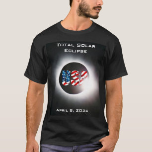 USA FLAG Gesamte Sonnenfinsternis 8. April 2024 T-Shirt