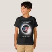 USA FLAG Gesamte Sonnenfinsternis 8. April 2024 T-Shirt (Vorne ganz)