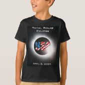 USA FLAG Gesamte Sonnenfinsternis 8. April 2024 T-Shirt (Vorderseite)