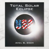 USA FLAG Gesamte Sonnenfinsternis 8. April 2024 Weinetikett (Einzelnes Label)