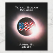 USA FLAG Gesamte Sonnenfinsternis 8. April 2024 Weinetikett (Einzelnes Label)