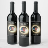 USA FLAG Gesamte Sonnenfinsternis 8. April 2024 Weinetikett (Flaschen)