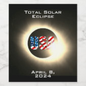 USA FLAG Gesamte Sonnenfinsternis 8. April 2024 Weinetikett (Einzelnes Label)