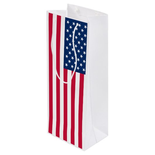 USA Flag Gift Bag Geschenktüte Für Weinflaschen (Rückseite Schrägansicht)