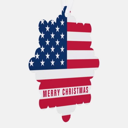 USA Flag Gift Merry Christmas Ornament Card (Rechts)