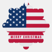 USA Flag Gift Merry Christmas Ornament Card (Rückseite)